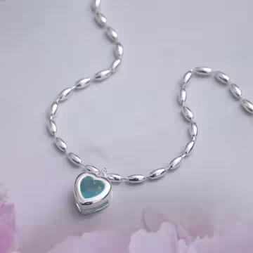 925銀飾&times;藍寶海洋之心&times;鎖骨項鍊