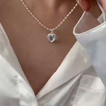 925銀飾&times;藍寶海洋之心&times;鎖骨項鍊