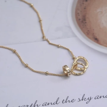 三環不規則圓圈×鎖骨項鍊×金色.avif