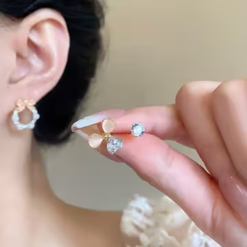 晶鑽花環三葉草×三套件耳環組