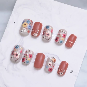 清新彩繪田園小花亮面×穿戴式手指甲片×二十四入.avif
