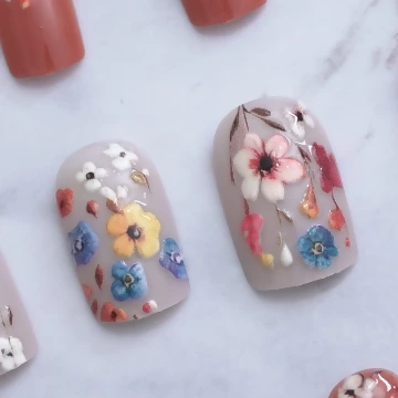 清新彩繪田園小花亮面×穿戴式手指甲片×二十四入.avif