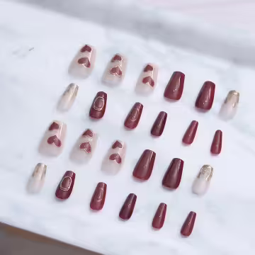 金愛心紅酒流心亮面&times;穿戴式手指甲片&times;二十四入