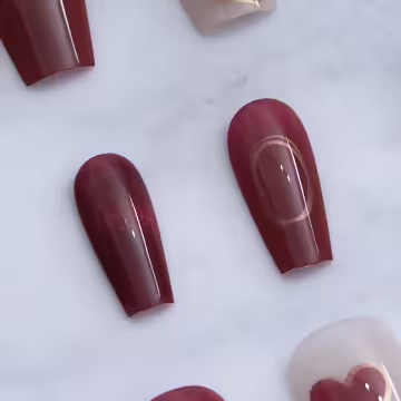 金愛心紅酒流心亮面&times;穿戴式手指甲片&times;二十四入