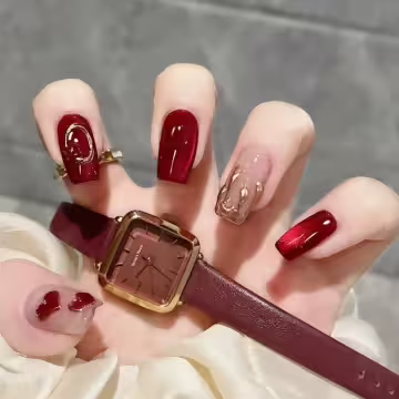 金愛心紅酒流心亮面&times;穿戴式手指甲片&times;二十四入
