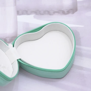 愛心雙層皮革×拉鍊飾品盒×綠色.avif