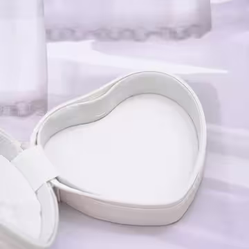 愛心雙層皮革×拉鍊飾品盒×白色