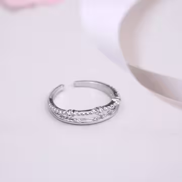 素雅桃心小水鑽×三套件戒指組×銀色