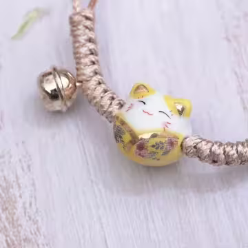 招財御守貓×拉繩手鍊×黃