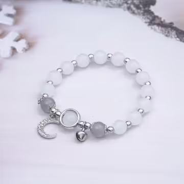 灰月光貓眼石×固定式串珠手鍊