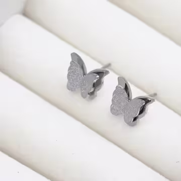 316鋼飾×雙層磨砂蝴蝶×耳釘