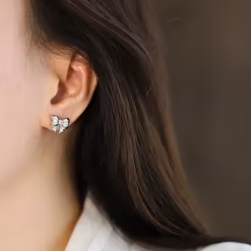 316鋼飾×甜美蝴蝶結×耳釘×共二色