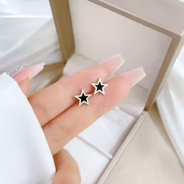316鋼飾×酷黑五角星×耳釘×共二色