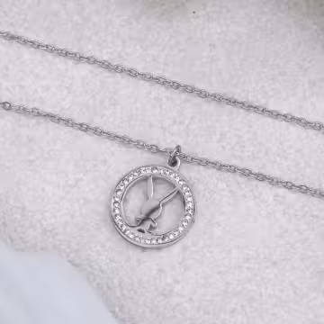 316鋼飾×晶鑽小兔×鎖骨項鍊×銀色