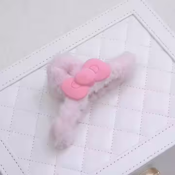 卡通蝴蝶結絨毛×鯊魚夾×共二色