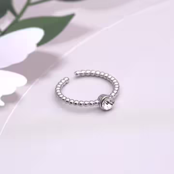 點點紋寬窄鋯鑽×三套件戒指組×銀色