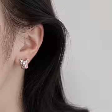 愛心小彩鑽&times;蚊香盤U型耳夾