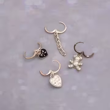 甜美小熊愛心&times;單邊四套件耳扣組