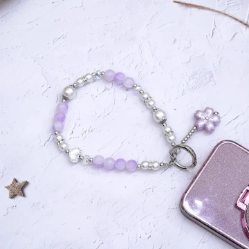 貓眼石琉璃小花×手機腕帶掛繩×紫色.avif