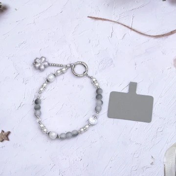 貓眼石琉璃小花×手機腕帶掛繩×灰色.avif