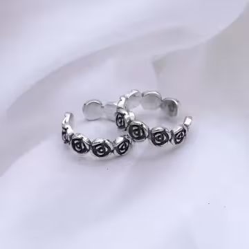 復古玫瑰花圈×U型耳骨夾