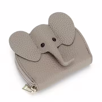大象荔枝紋皮革×風琴卡夾×駝灰