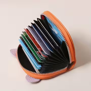 小豬鼻荔枝紋皮革×風琴卡夾×黑色