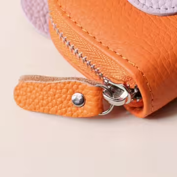 小豬鼻荔枝紋皮革×風琴卡夾×黑色