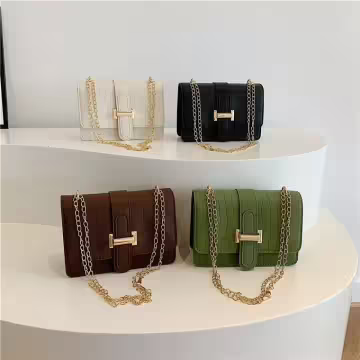 鱷魚石紋經典H扣×斜背包×黑色