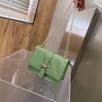 鱷魚石紋經典H扣×斜背包×綠色