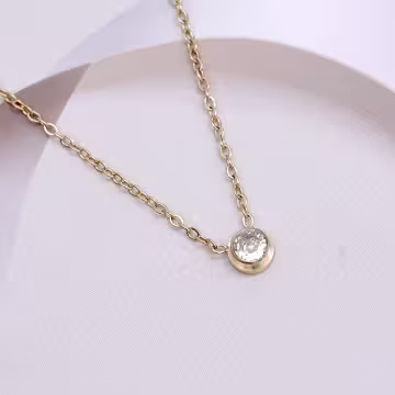 316鋼飾×小單鑽×鎖骨項鍊×金色
