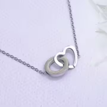 316鋼飾×愛心圓環×鎖骨項鍊×銀色