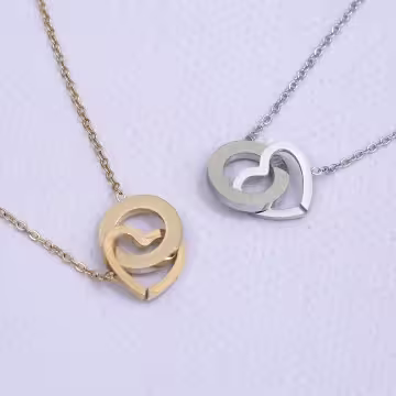 316鋼飾×愛心圓環×鎖骨項鍊×金色