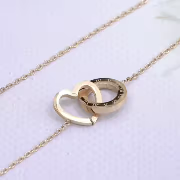 316鋼飾×愛心圓環×鎖骨項鍊×金色