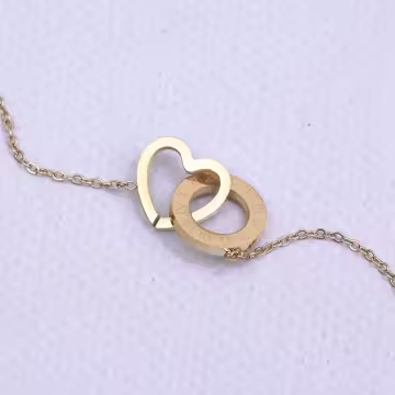 316鋼飾×愛心圓環×鎖骨項鍊×金色