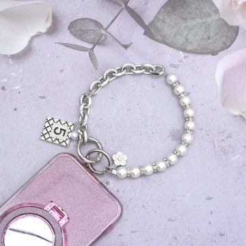 大珍珠香水5號鍊條×手機腕帶掛繩×銀色.avif