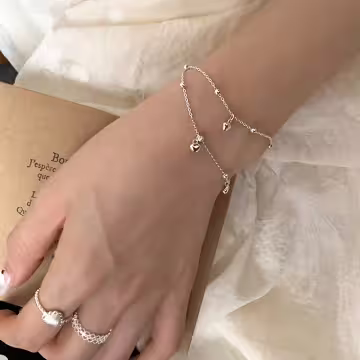 925銀飾&times;雙層愛心吊墜&times;手鍊