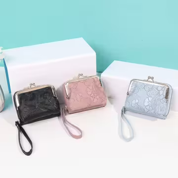 復古花園壓紋口金包×雙層可拆×風琴卡夾×黑色