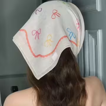 淡橘蝴蝶結×絲巾×四角頭巾