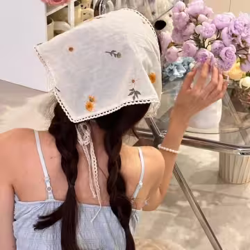 鄉村奶油小雛菊×三角頭巾