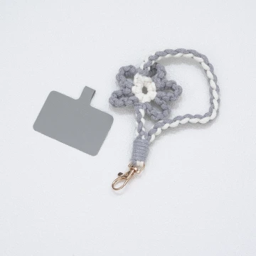 針織小花兒×手機腕帶掛繩×灰色.avif
