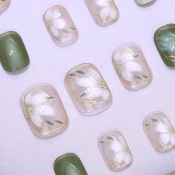 綠意山茶花亮面×穿戴式手指甲片×二十四入.avif