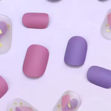 粉紫撞色愛心霧面&times;穿戴式手指甲片&times;二十四入