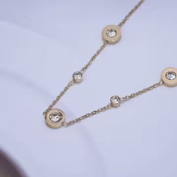 316鋼飾×羅馬數字圓鑽 ×手鍊×金色