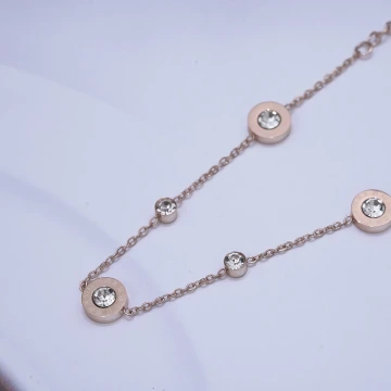 316鋼飾×羅馬數字圓鑽 ×手鍊×玫瑰金.avif