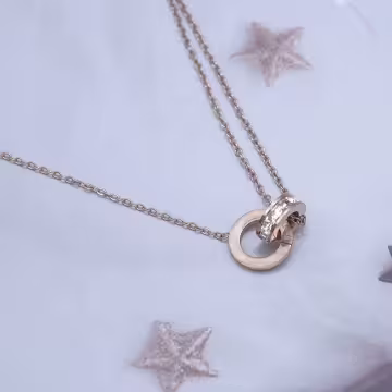 316鋼飾×雙環晶鑽×手鍊×玫瑰金