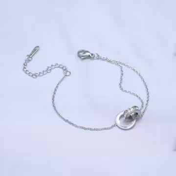 316鋼飾×雙環晶鑽×手鍊×銀色