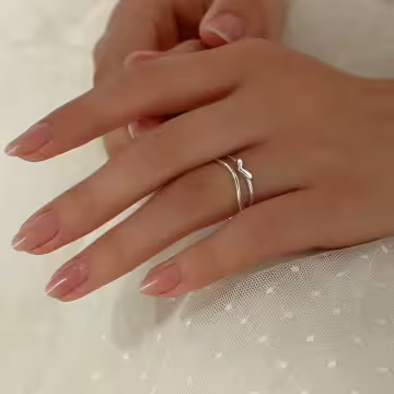 925銀飾&times;雙線水滴愛心&times;開口戒指