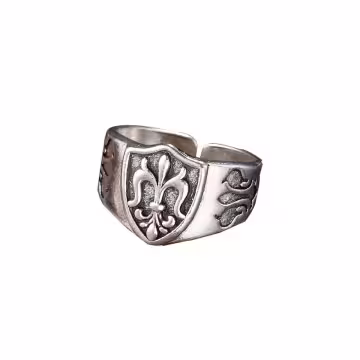 美式×復古×十字藤花盾×開口戒指×中性戒