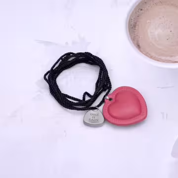 皮革愛心take it easy×蠟繩×可調節長項鍊×共三色